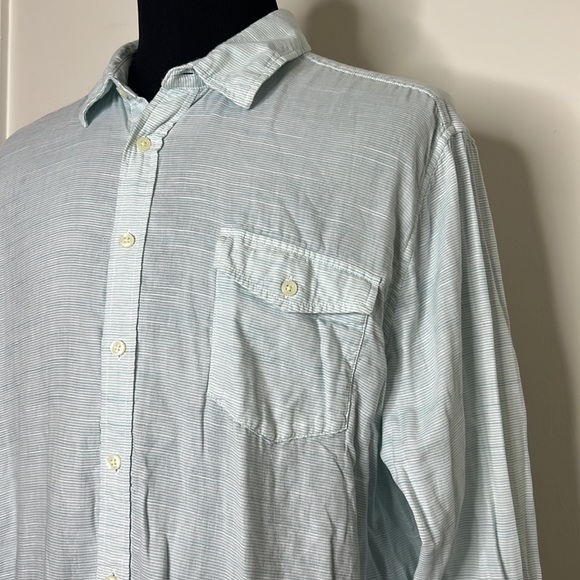 GOODFELLOW & CO. Mint Green White Stripe Casual Button-Down Shirt XXL - Picture 4 of 6